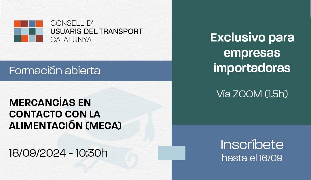 Formación exclusiva sobre Mercancías en Contacto con la Alimentación (MECA)